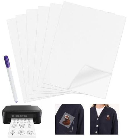 VMUTGA 6 Pezzi Stabilizzatore Ricamo Idrosolubile, A4 Stoffa Adesiva da Ricamo Idrosolubile Carta da Ricamo Tessuto Autoadesivo Stampabile Ricamo Accessori per Ricamo a Mano e Ricamo a Macchina