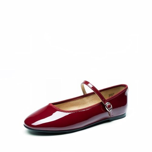 DREAM PAIRS Schuhe Damen Ballerinas Mary Jane Schuhe Trachtenschuhe runde Zehen Bequeme Elegante für den Alltag,Size 41.5,Burgund,SDFA2441W