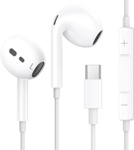 Wired Earphones USB C, USBC Headphones iPhone, Type C In Ear Hi-Fi Stereo Noise Earbuds with Microphone Earphone Compatible for iPhone 15/16 Plus Pro Max, iPad, Samsung Galaxy S25 S24 S23 S21 Ultra