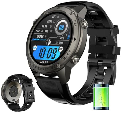 Stahl Gear stahlgear Odin - GPS Smartwatch Smartwatch Herren mit GPS, Kompass, Barometer, Höhenmesser, 1,43'' AMOLED Display, 170+ Sportmodi, 5ATM wasserdicht, 45+ Tage Akku, Android und iOS