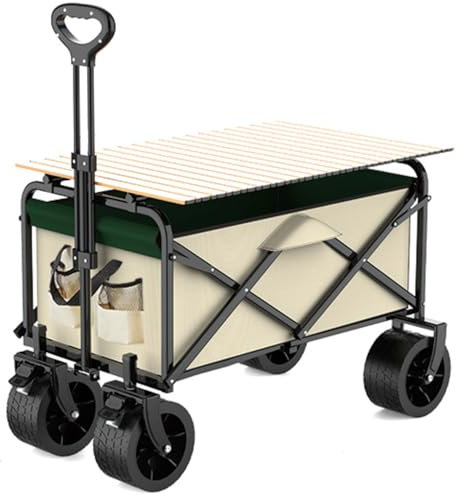 GWFBLID 300L Bollerwagen Faltbar Sackkarre Klappbar 225KG Belastbar Faltbarer Bollerwagen mit Bremse Handwagen mit Verstellbarem Griff Transportwagen Klappbar für Strand Camping Einkauf Schwarz