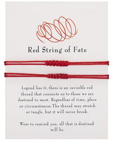 KUMSODE 2 Pezzi Bracciale Coppia filo rosso, Bracciale Portafortuna Donna, Regali Di Coppia, Bracciale Filo Rosso Del Destino, Bracciali Coppia Regalo per Coppia