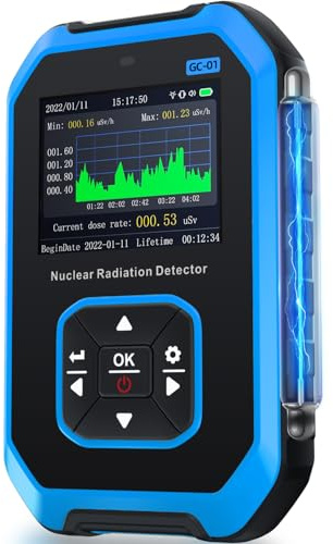 FNIRSI GC-01 Detector de Radiación Nuclear con Contador Geiger - Dosímetro de Radiación con Pantalla LCD, Medidor Portátil de Radiación Beta-Gamma Recargable, 5 Unidades de Dosis Conmutables