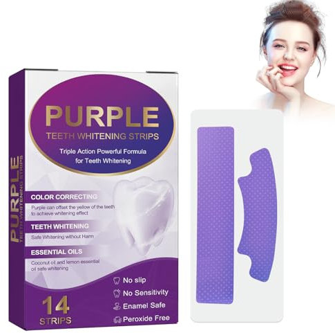 Teeth Whitening White Strips, Violette Aufkleber zur Zahnaufhellung, Saubere Zähn, Effective and Quick Whitening for White Teeth, Remove Stains, Gentle on Enamel, Geeignet für alle Zähne