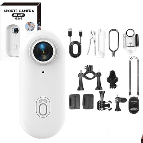 Treklon Pov Camera, Wearable Auto Tracking Camera For Sports, Waterproof Thumb Action Camer, Portable Video Recorder For Cycling, Diving, Travel, And Outdoor (White)