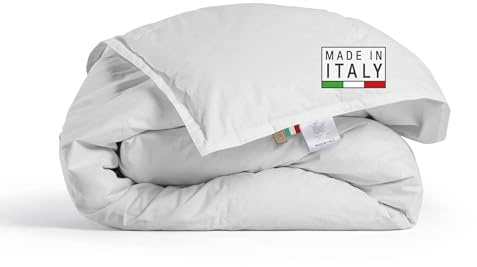 DREAMIN*101 - Piumino Letto Singolo Invernale Piuma d'Oca e Piumino Certificato, Piumone Letto Singolo Tessuto 100% Cotone Percalle Caldo e Leggero - Trapunta Letto Ipoallergenica Traspirante, 155x205