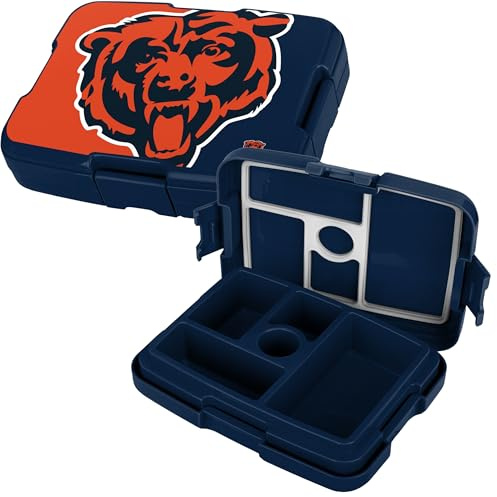 FOCO NFL Bento-Lunchbox, Unisex, für Erwachsene, offizielles Lizenzprodukt, zweifarbig, großes Logo, Team-Farbe, auslaufsicher, 5 Fächer, Chicago Bears
