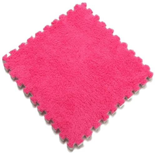PlüSch-Puzzle-Schaumstoff-Bodenmatte, 30 x 30 x 1 cm, Weicher, Dicker, Geteilter, Ineinandergreifender Plüschschaum-Teppich für den Raumboden,Rose,4pcs