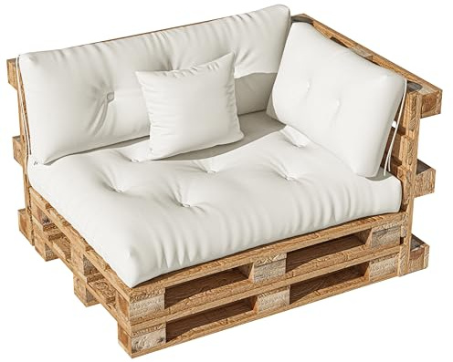 LELEFIDO Palettenkissen Set 4-teilig – Sitzkissen 120x80 + Rückenkissen 120x40 + Eckkissen 60x40 + Deko-Kissen 40x40 – Komfortable Gartensofakissen für Palettenmöbel, Outdoor Palettenpolster