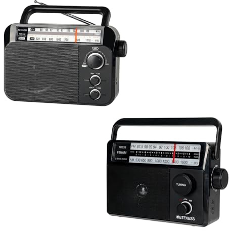 Retekess TR604 Kofferradio,TR633 Tragbares Radio,Netzkabel oder Batteriebetrieb,Großer Knopf,Großer Lautsprecher,Einstellbare Höhen und Bässe,Radio für Senioren,Küche,Für Schlafzimmer