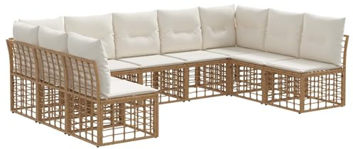 vidaXL Outdoor-Sofagarnitur Natur Polyester, Modulares Sofaset, modernes Garten-Sektionsmöbel, stylische Outdoor-Einrichtung, wetterfest und bequem