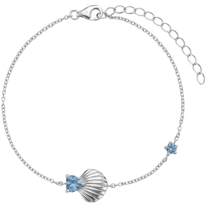 Amor - Damen Armband 925 Silber - mit Zirkonia Stein - Muschel Herz Anhänger - AMR-B0027