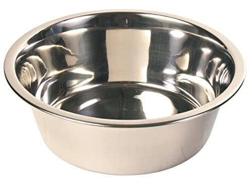 Trixie Gamelle pour chien en acier inoxydable avec base en caoutchouc, 2,8 l, Silver