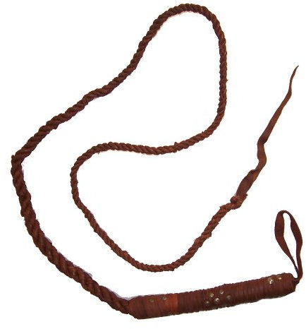 indischerbasar.de Lederpeitsche braun 10er Pack Echtleder Peitschen mit Nieten Reitgerte für Damen, Braun, ca. 190 cm lang