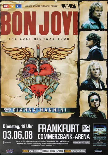 Bon Jovi - Lost Highyway, Frankfurt 2008 » Konzertplakat/Premium Poster | Live Konzert Veranstaltung | DIN A1 «