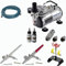 Agora-Tec® Airbrush Nailart Design Komplett Set EXPERT 12, inkl. Kompressor mit 4 bar, 2 Stück Double Action Airbrushpistolen, 4-fach Pistolenhalter, 2 x 30ml Airbrush Nageldesign Weiß & Schwarz