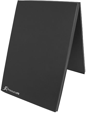 ProsourceFit Bi-Fold Folding Thick Exercise Mat 6’x2’ with Carrying Handles for MMA, Gymnastics Core Workouts, Black
