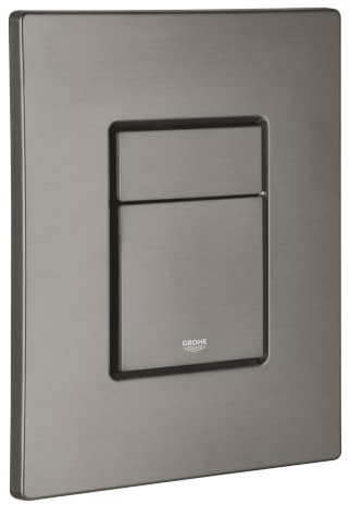 GROHE Skate Cosmopolitan, WC Abdeckplatte für 2-Mengen-Spülung, 15x20cm | Betätigungsplatte für senkrechte oder waagerechte Montage, Drückerplatte mit Start & Stopp-Betätigung (anthrazit, 38732AL0)
