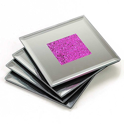Angraves Lustre Pink Sparkle Glitter Mirrored Glass Coaster Set of 4