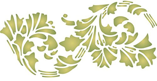 Leaf Schablone, wiederverwendbar, Art Nouveau Bordüre Vintage Blätter Wand – Vorlage, auf Papier Projekte Scrapbook Tagebuch Wände Böden Stoff Möbel Glas Holz etc. Größe S