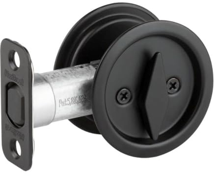 Kwikset 335-514 Round Privacy Pocket Door Lock Iron Black Finish