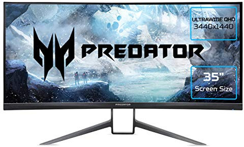 Acer Predator X35 35 inch Ultra-Wide Quad HD Curved Gaming Monitor, Black/Blue (VA Panel, G-Sync, 180 Hz (200 Hz OC), 2ms, HDR 1000, Quantum Dot, DP, HDMI, USB Hub, Height Adjustable)
