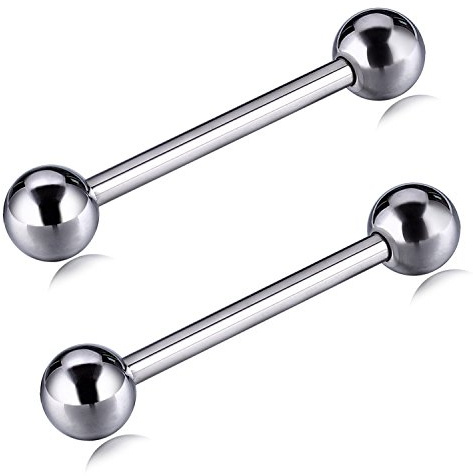 hengkaixuan G23 Titanium Nipple Barbell 1 Pair Nipple Rings Nipple Bars Straight Bar Body Jewellery Barbell Eyebrow Internally Threaded Tongue Piercing 12 14 16G