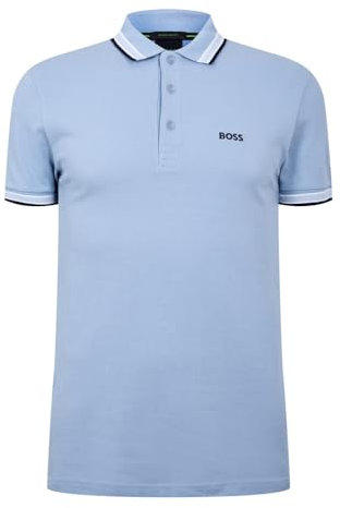 BOSS Mens Polo Shirt Open Blue 496 M