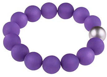Adi-Modeschmuck Polaris Armband Fiona, 14mm große original italienische Polarisperlen mit Einer Akzentperle in metallic Silber, handgefertigt in Berlin (Lila)