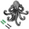 BSTKEY Cast Iron Octopus 5 Tentacles Decorative Wall Hook - Rustic Towel Hook Key Coat Rack (Silver)