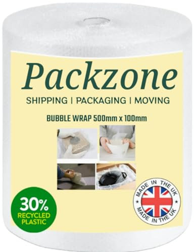 PackZone Bubble Wrap 500mm x100m | Premium Quality Polythene Bubble Wrap Roll | Strong Protective Wrap for Moving House & Packaging