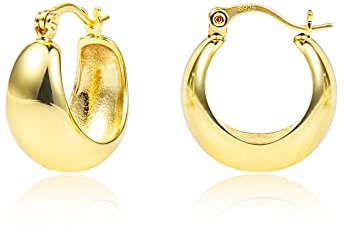 KISSPAT Gold Ohrring für Damen, Größe Breit Creolen Ohrringe Hypoallergen Dicke Ohrringe Leichte Gold Klobige Creolen Ohrringe Statement Kreolen Ohrringe für Damen