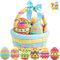 JOYIN 7 Pcs Easter Eggs Basket Baby plushies playset Basket Stuffers Toys for Easter Party Favors, Plush Easter Basket for Baby, Toddler & Kids of 3+