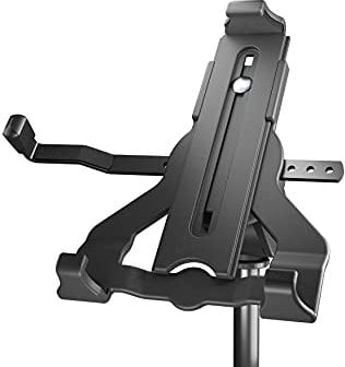 K&M 19744 Tablet-PC-Stativhalter Schwarz, Biobased Kunststoff - Tablet-Halterung für Stative mit 3/8“ bzw. 5/8“ Gewinde