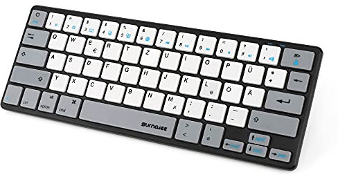 SurnQiee Bluetooth Tastatur mit 64 Tasten 60% kompakte tragbare kabellose Tastatur, kompatibel mit MacBook, iMac, iPhone und iPad (Schwarz)