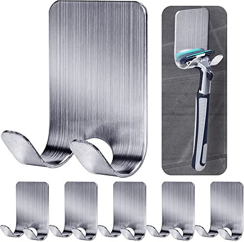 Gorffy Rasierhalter Dusche, 6 Stück Mehrzweckhaken Edelstahl Wasserdichte Wandhaken Selbstklebend, Rasierer Halterung Dusche, Badezimmer Haken Ohne Bohren Rasier Halterung
