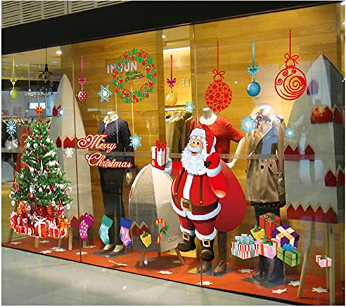 TBSCWYF Grande Árbol De Navidad Blanco Alces Pegatinas Navidad Ventana de Pared Feliz Navidad Pegatinas Decorativas Vinilos Navideños de Puerta Extraíble para Escaparate Decoracion
