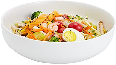 Swuut 26cm Große Servierschüssel, 2200ml Salatschüssel, Keramik Weiß Pasta Schüssel, Robust Mischschüsseln, Matte Soup Bowl for Family Kitchen,Microwave & Dishwasher Safe (Weiß)