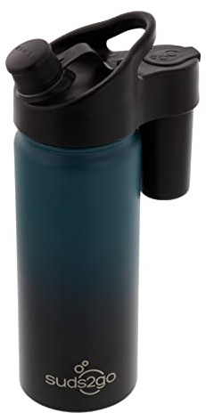 Suds2Go Portable Stainless Steel Water Bottle and Hand Wash System (20oz)- Double Walled and Vacuum Sealed with Leakproof Lid- Lightweight Design for Camping, Sports and Travel- Midnight Ombre