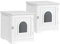 Yaheetech Lot de 2 Maisons de Toilette pour Chat, Niche de Chat/Chien, 1 Porte-Serviette à Cauche ou Droit, 48,5 x 51 x 51,5cm, Blanc