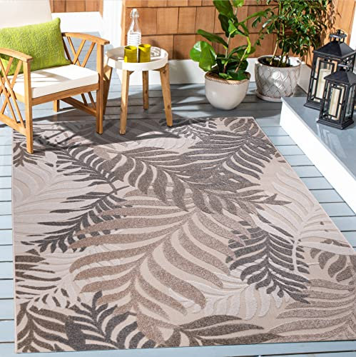 SANAT Outdoor Teppich Wetterfest - Outdoorteppiche für den Innen und Außenbereich, Balkon Teppich Wasserabweisend, Strapazierfähige Teppiche für Terrasse Garten und Wohnzimmer, Creme 120 x 170 cm