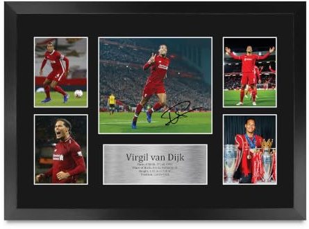 HWC Trading FR A3 Virgil van Dijk Geschenke Gedrucktes Signiertes Autogramm Foto für Fußball Anhänger and Fans - A3 Framed