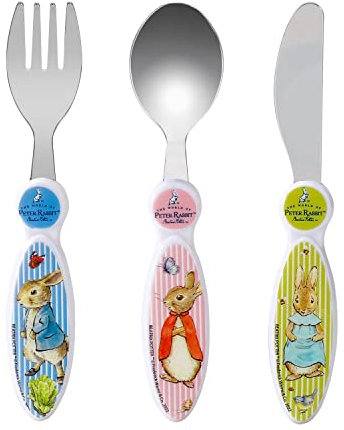 Peter Rabbit - Juego de cubiertos para niños (3 piezas, cuchillo/tenedor/cuchara