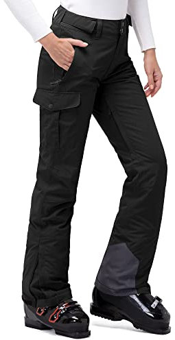 33,000ft Damen Skihose Outdoorhose Wasserdicht Winddichte Softshellhose Warme Gefütterte Thermohose Wanderhose Winter Ski Pants Women Schwarz XL