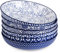 Selamica 740 ml Pastateller, Porzellan Salatschüssel 6er Set, Suppenteller Tief, Tiefe Teller für Spaghetti, Nudeln, Suppe, Mikrowellen- und Spülmaschinenfest, Stapelbar, Vintage-Blau