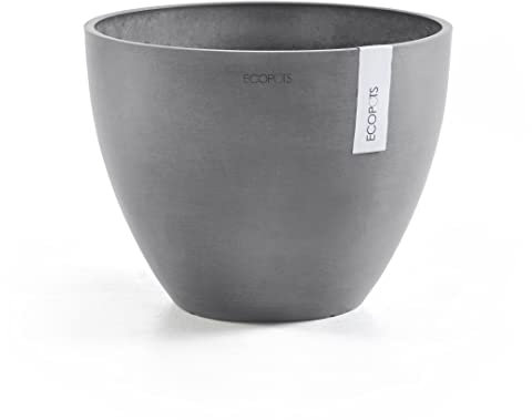 Ecopots Blumentopf Antwerp Grau - Durchmesser Ø 40 cm rund groß - Pflanzentopf aus Recycling Kunststoff - Übertopf modern für Indoor und Outdoor