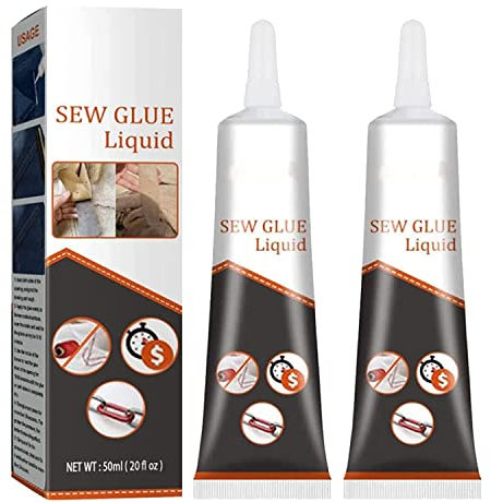 2 Pcs Cloth Repair Sew Glue 50ml, Instant Sew Glue Bonding Liquid Cloth Repair, Fabric Glue for Clothing Permanent Washable