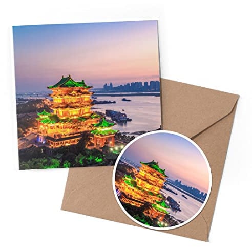 1 x Greeting Card & 10 cm Round Sticker Set - Pavilion of Prince Teng Jiangxi Province China - Birthday Thank You Friend Lover Fan Mum Dad Kids #53133