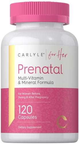 Carlyle Prenatal Vitamins for Women | 120 Capsules | Multivitamin and Mineral Formula with Folic Acid | Non-GMO and Gluten Free Supplement | for Her