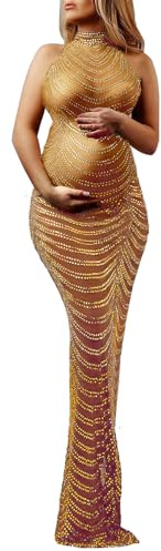 Dedysler Women Sleeveless Rhinestone Baby Shower Dress
